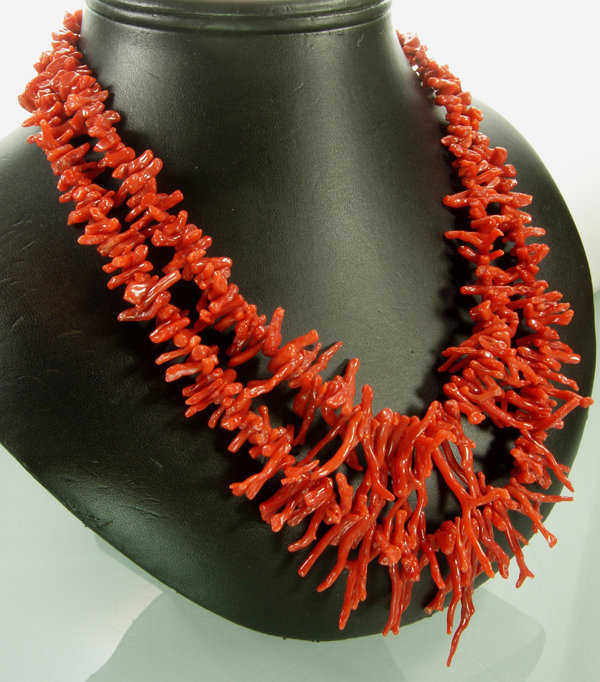 1940 Oxblood Red Coral Spezzati 2 Strand Long Necklace