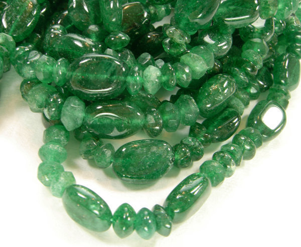 Sumptuous 9 Strand Carved Emerald Bead Silver Necklace
