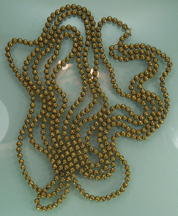 Two 1940s French Filigree Chain Strung 60 In. Sautoirs