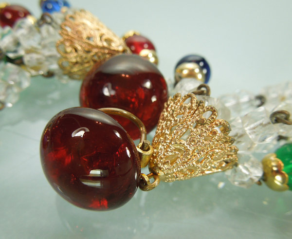 C 1960 Gripoix Poured Glass Wired Earrings Made France