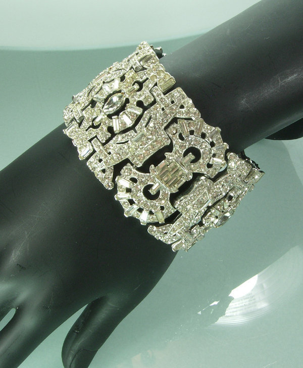 Huge Statement Late Art Deco Ledo 1940s Strass Bracelet