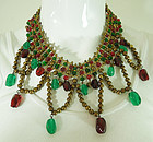 Fabulous Unsigned Chanel Red Green Gripoix Necklace