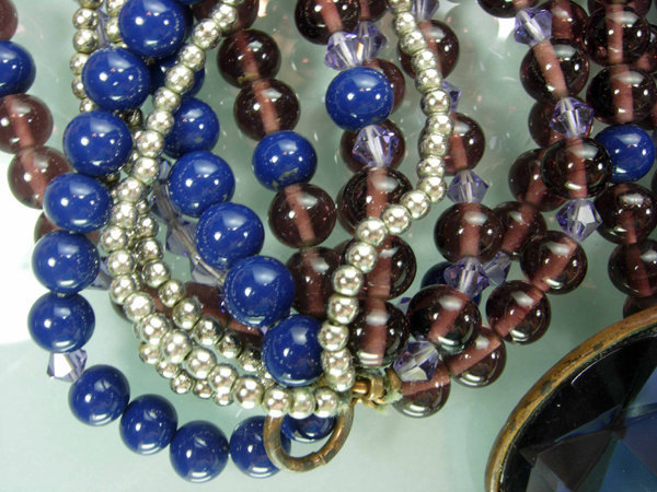 Couture 70s Glass Torsade Huge Glass Stones Purples