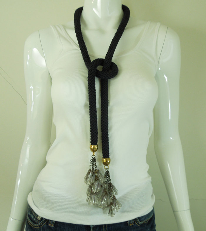 Amazing 80s Moschino Lariat Poured Glass Necklace Italy