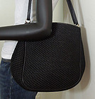 Bottega Veneta Nero Leather Straw Large Shoulder Bag