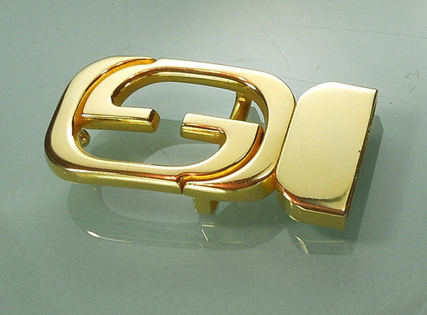 1970s Signed Gucci Italy Double G Belt Buckle Goldtone
