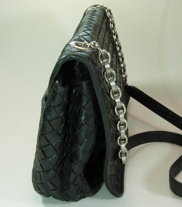 Bottega Veneta Nero Intrecciato Small Shoulder Bag