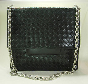 Bottega Veneta Nero Intrecciato Medium Shoulder Bag