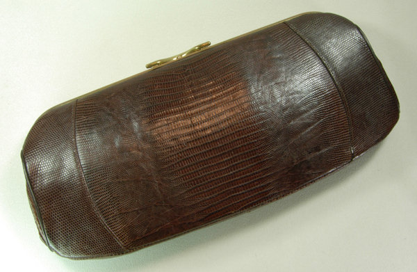 1960 Lesco Cognac Lizardskin Large Clutch Bag Chic