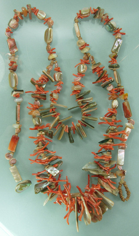 1970s Mediterranean Coral Branch Shell Huge Necklace