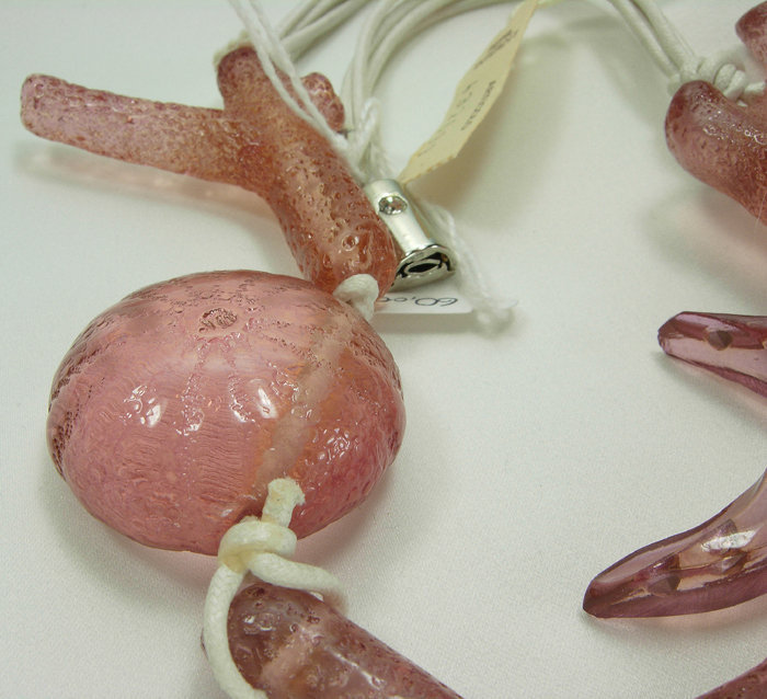 80s Ugo Correani Italy Pink Lucite Coral Form Necklace