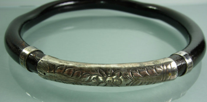 Set of 3 Early Chinese Reed Rattan Silver Bracelets