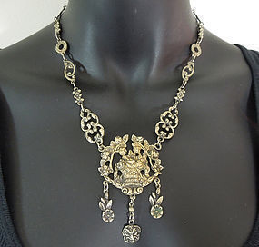 C 1900 800 Silver Gold Wash Giardinetti Necklace Italy