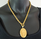 1870s Victorian Rolled Gold Etruscan Locket Necklace