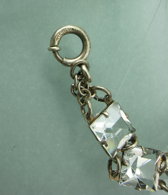 1920 Art Deco Sterling Silver Paste Riviere Bracelet