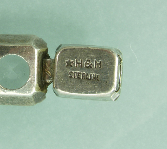 Antique Art Deco H&amp;H Sterling Paste Glass Bracelet