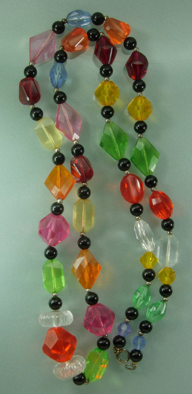 60s French Mod Jewel Tone Lucite Beaded Necklace