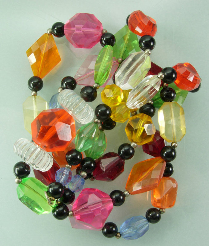 60s French Mod Jewel Tone Lucite Beaded Necklace