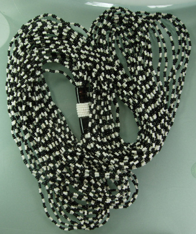 1980s Italian Conterie Black White Glass Huge Necklace
