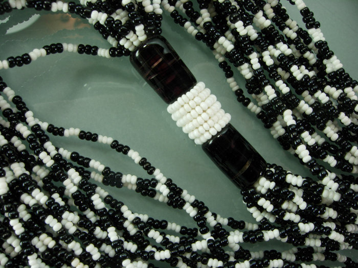 1980s Italian Conterie Black White Glass Huge Necklace