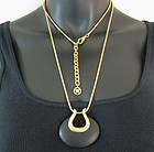 1980s Givenchy Modernist Black Resin Pendant Necklace