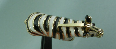 1970 Enameled Jeweled Zebra Cocktail Ring Ciner Style