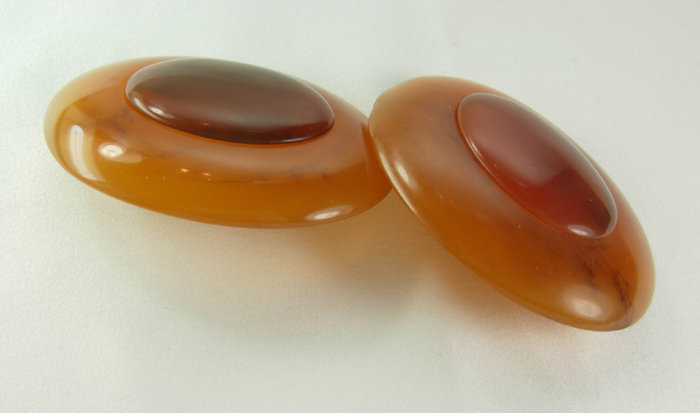 Huge Opaque Matte Lucite Faux Amber Marbled Earrings