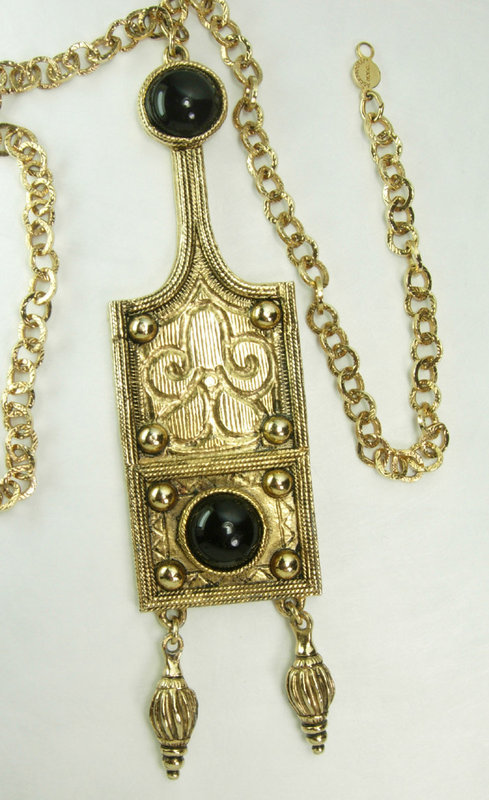 70s Accessocraft Nomadic Style Necklace Black Glass