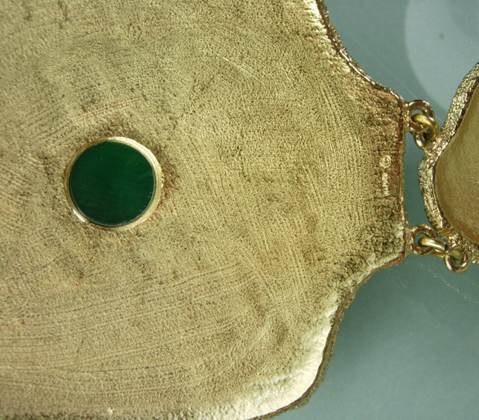 70s Napier Huge Nomadic Necklace Green Glass Stone