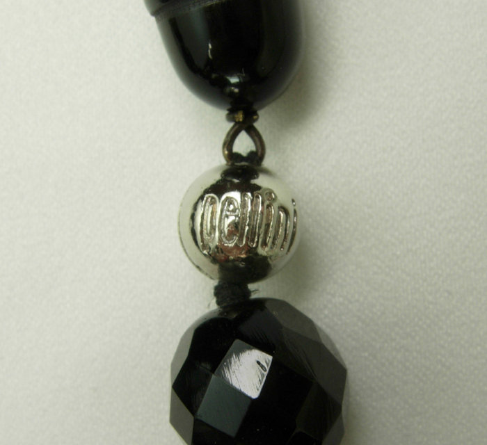 Pellini Italy Black Glass Faux Amber Huge Drop Necklace
