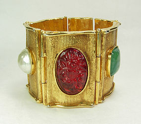 Huge Byzantine Poured Glass Antigona Paris Bracelet