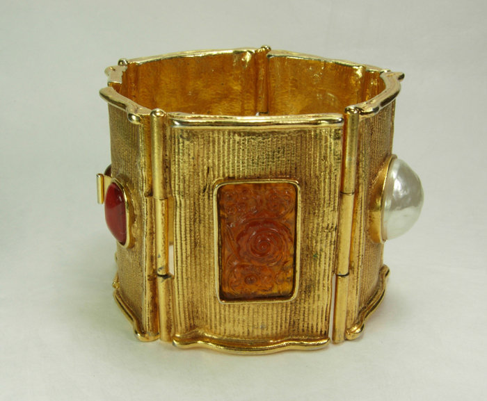 Huge Byzantine Poured Glass Antigona Paris Bracelet