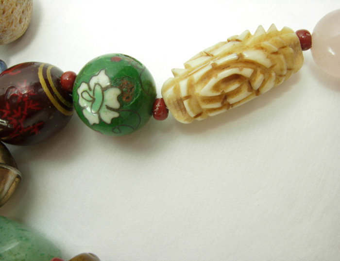 Vintage Chinese Trade Bead Necklace Kingfisher Coral