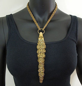 1970s Couture Articulated Crocodile Form Necklace