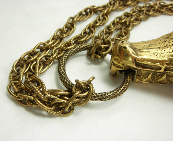 1970s Couture Articulated Crocodile Form Necklace