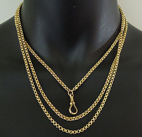 Antique Victorian 9KT Gold 53 Inch Necklace Chain