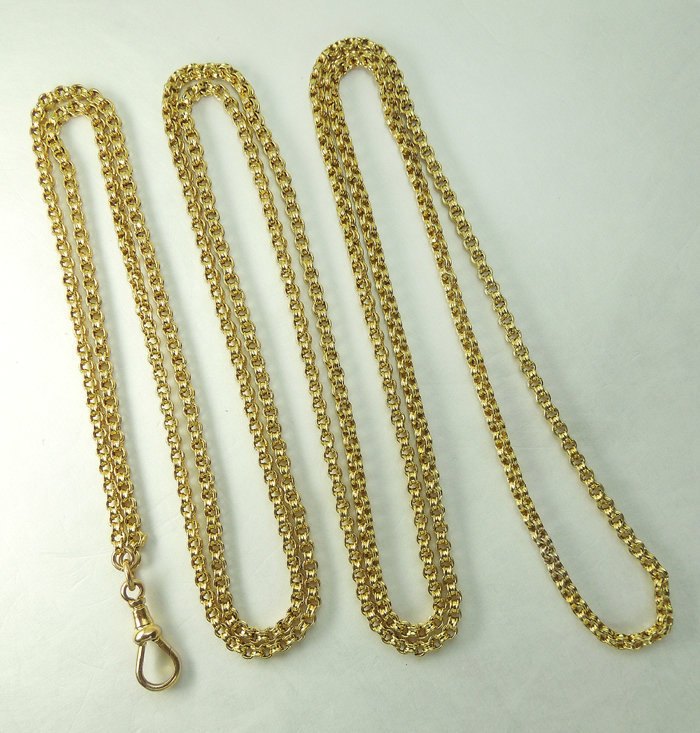 Antique Victorian 9KT Gold 53 Inch Necklace Chain