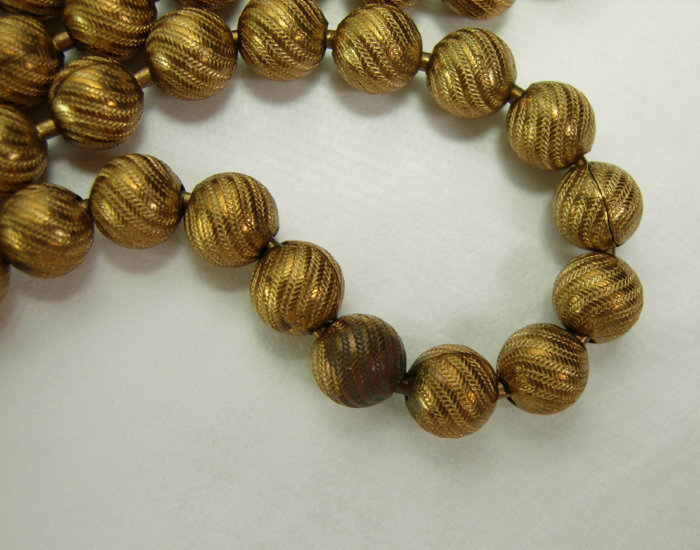 Cascading 70s French Fluted Bead Chain 88 In. Necklace
