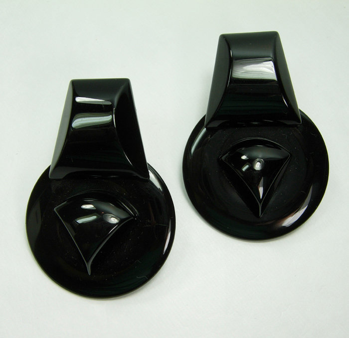 1970s Architectural Black Glass Wendy Gell Earrings