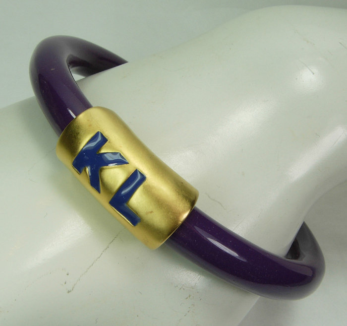 80s Karl Lagerfeld Enamel Lucite Bracelet Jewel Tones