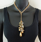 1980s Heavy Clustered Poured Glass Drops Necklace