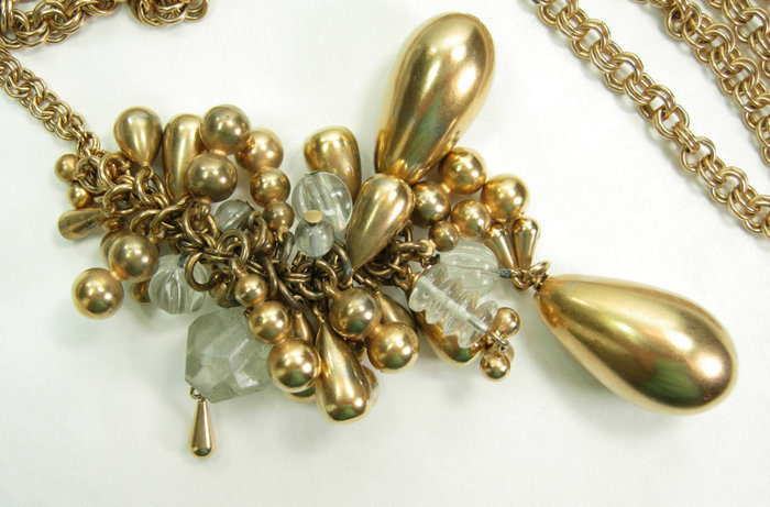 1980s Heavy Clustered Poured Glass Drops Necklace