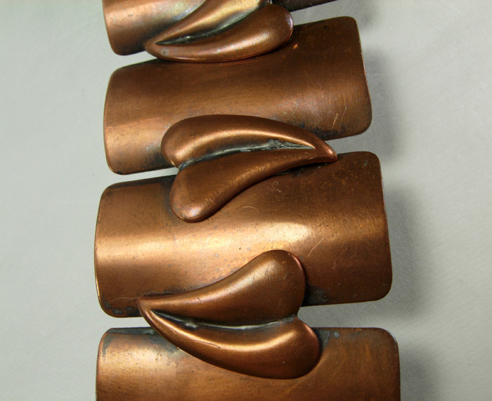 50s Modernist Frank Rebajes Copper Bracelet Heart Motif