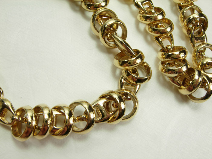 1970s Givenchy Necklace Sautoir Rings on Horsebit Chain