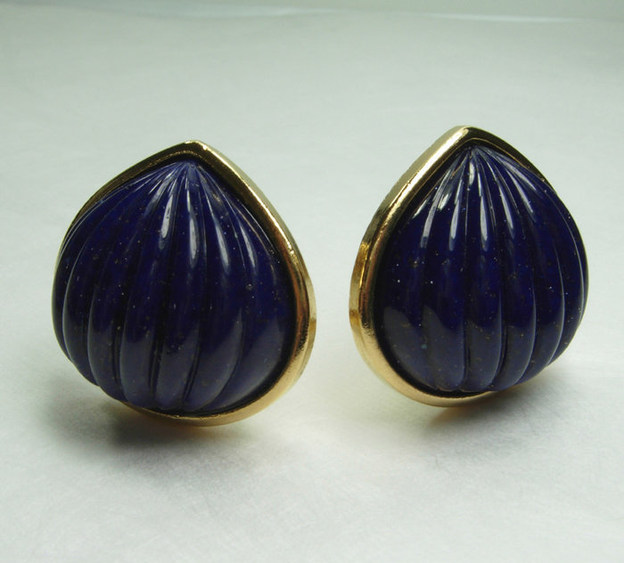 1980s Yves Saint Laurent Lapis Poured Glass Earrings