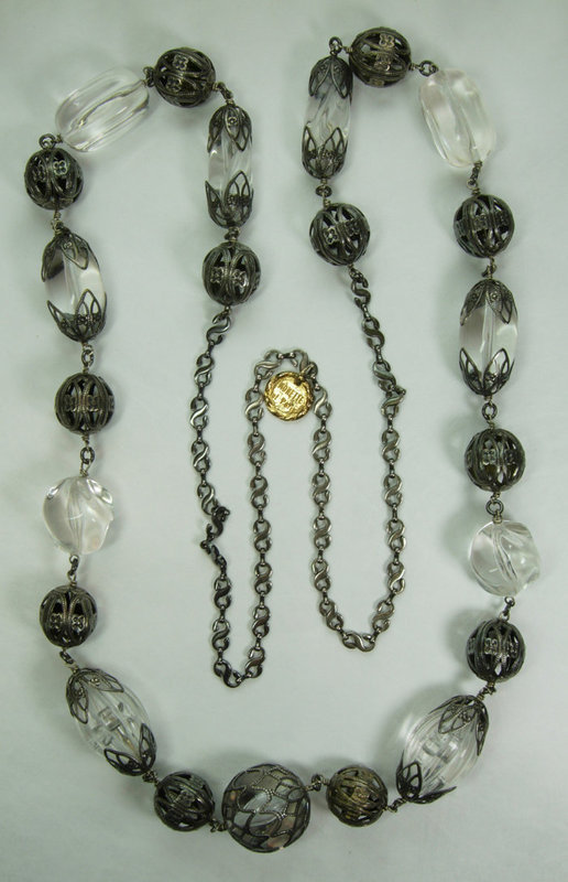 1990 Monette Paris Lucite Metal Mounted Long Necklace