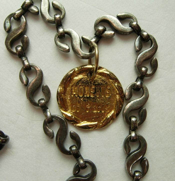 1990 Monette Paris Lucite Metal Mounted Long Necklace