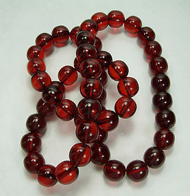 1930s Cherry Amber Bakelite Necklace 140 Grams 30 Inch