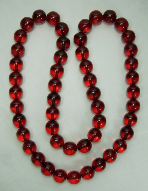 1930s Cherry Amber Bakelite Necklace 140 Grams 30 Inch