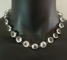 1930s Deco Bezel Crystal Necklace Large Stones Germany